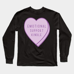 Emotional Support Kindle Candy Heart Tropes Book Purple Long Sleeve T-Shirt